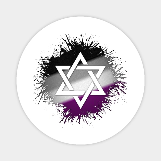 Paint Splatter Asexual Pride Star of David Symbol Magnet by LiveLoudGraphics